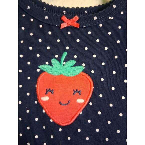 Carter's Bodysuit Cotton Long Sleeve Strawberry Blue Baby Girls Size 3 Months - Picture 2 of 5